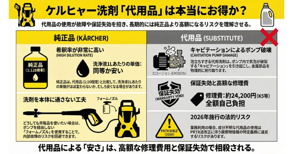 ケルヒャーの洗剤を代用品に変えても本当に安くなるのか