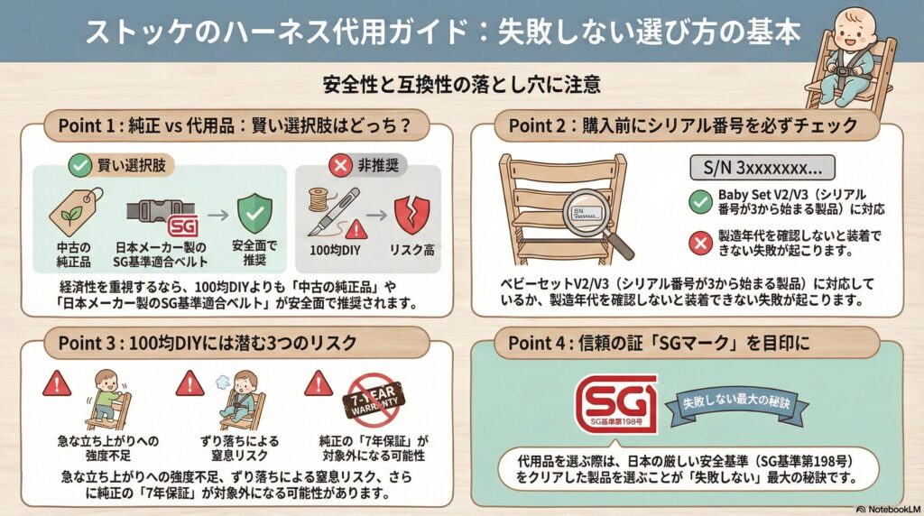 ストッケのハーネスを代用したい！失敗しない選び方