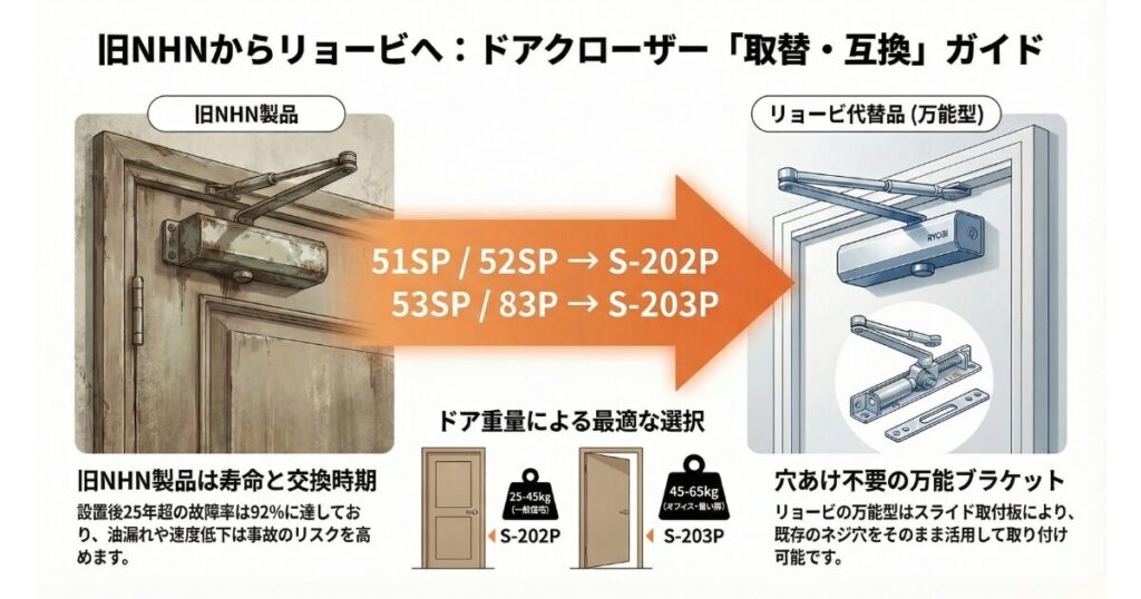 NHNのドアクローザーの代替品と選び方