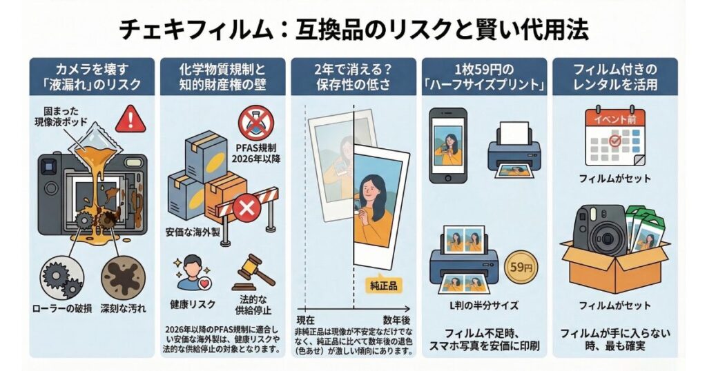 チェキフィルムの互換品を使うリスクと代用