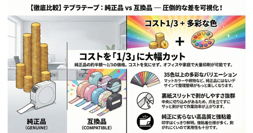 テプラテープの互換品を選ぶメリット