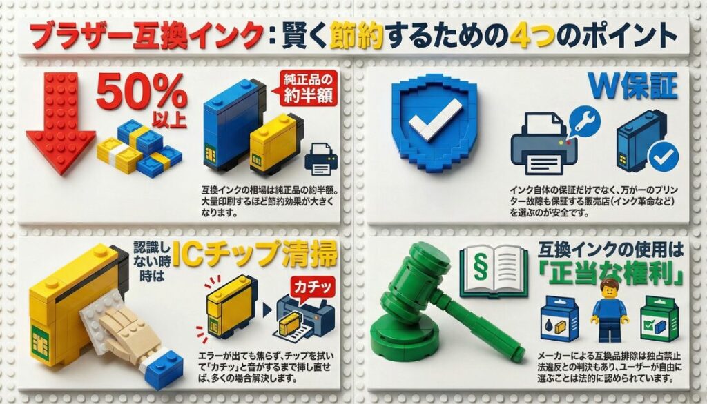 ブラザーのインクカートリッジの互換品を解説